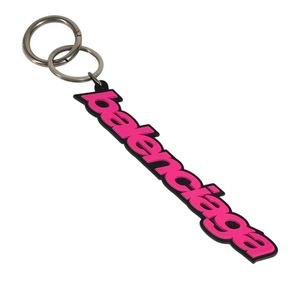 BALENCIAGA ロゴ バッグチャーム アクセサリー キーホルダー ラバー ユニセックス ピンク