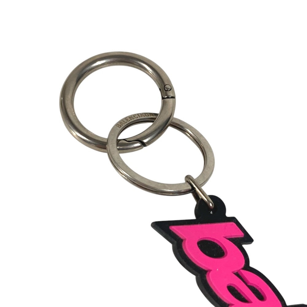 BALENCIAGA ロゴ バッグチャーム アクセサリー キーホルダー ラバー ユニセックス ピンク