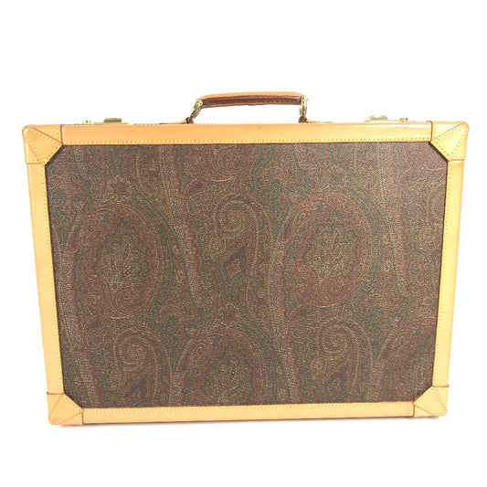 ETRO ペイズリー柄 ロゴ ハンドバッグ BOX ボックス カバン インテリア トランク レザー ユニセックス ブラウン