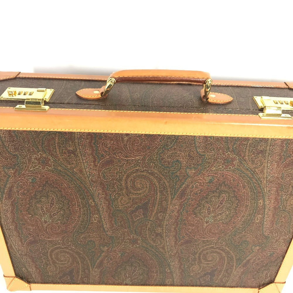 ETRO ペイズリー柄 ロゴ ハンドバッグ BOX ボックス カバン インテリア トランク レザー ユニセックス ブラウン