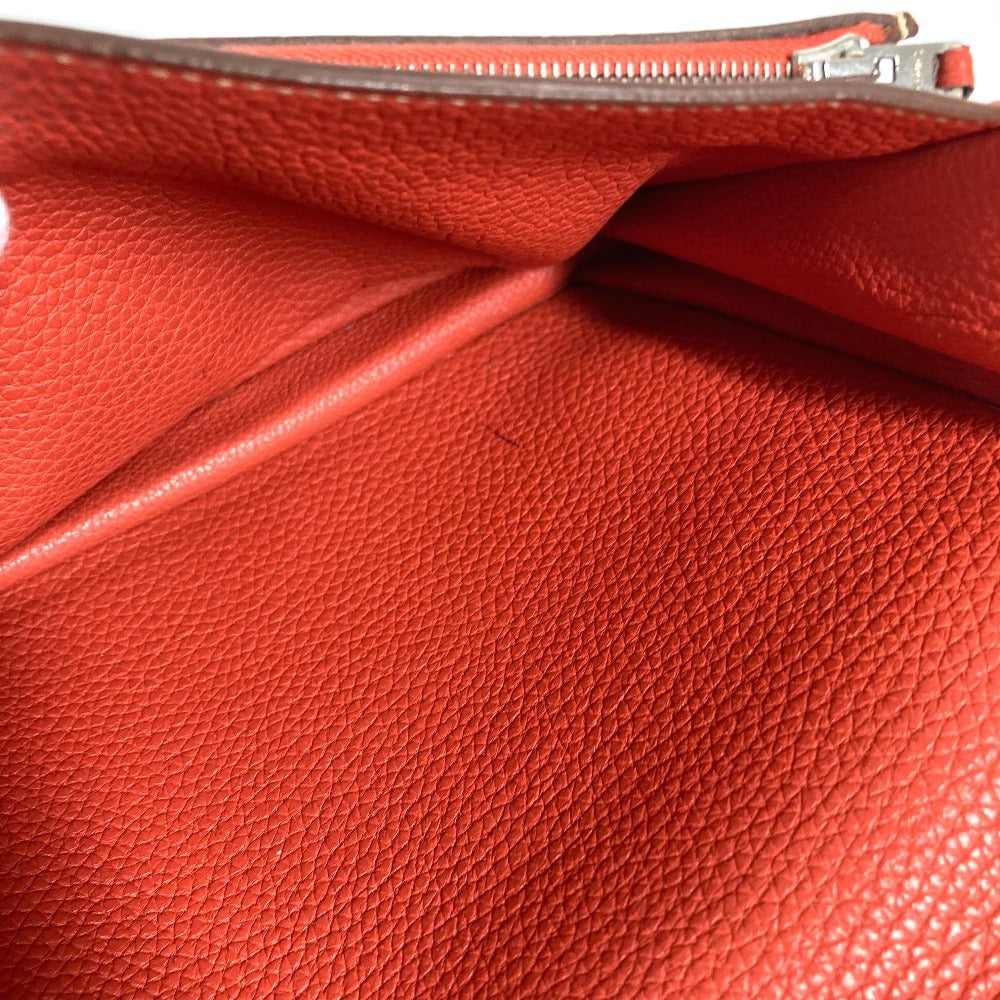 HERMES ストラップ付き ポシェットジェット セカンドバッグ フラップ カバン ポーチ クラッチバッグ レザー ユニセックス ブラウン系