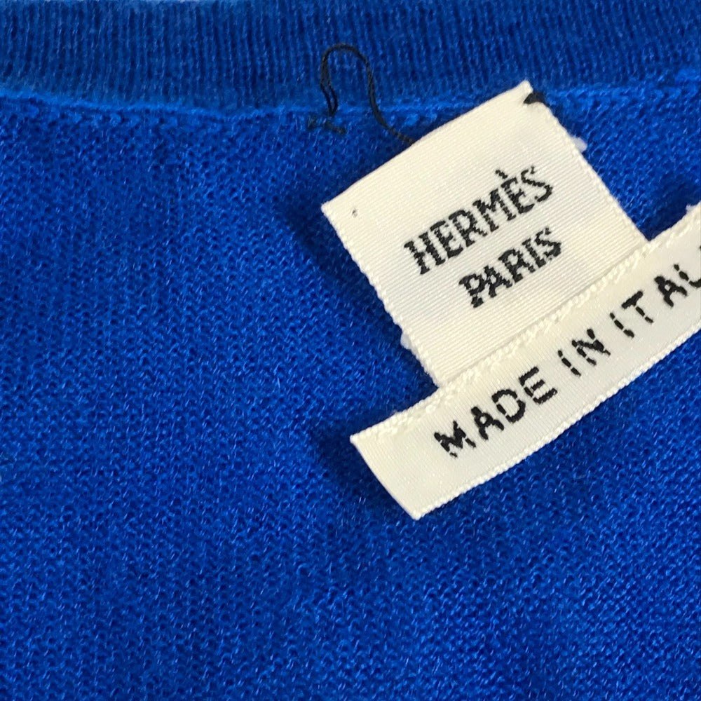 HERMES ロゴ Hロゴ アパレル 長袖 トップス アウター カーディガン カシミヤ レディース ブルー