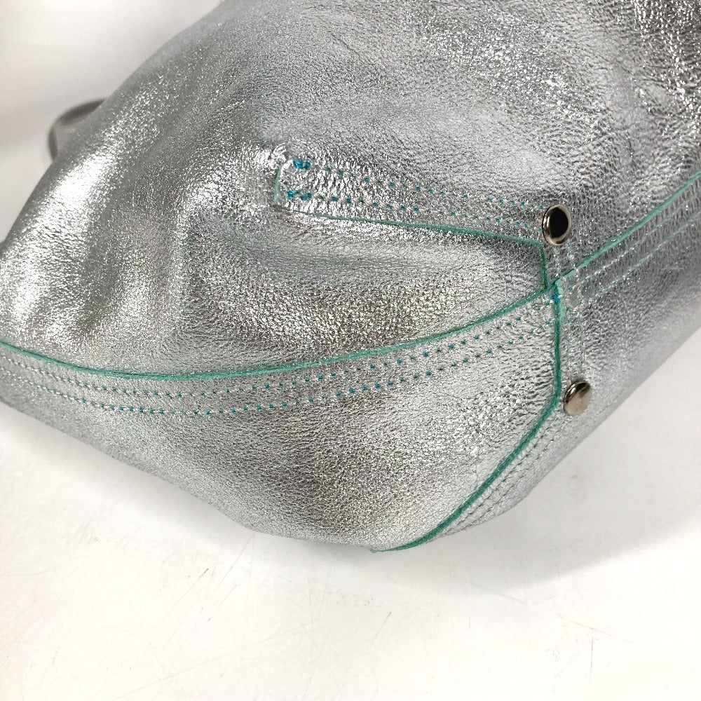 TIFFANY&Co. ポーチ付き ロゴ リバーシブル 肩掛け カバン トートバッグ ハンドバッグ ショルダーバッグ レザー ユニセックス シルバー