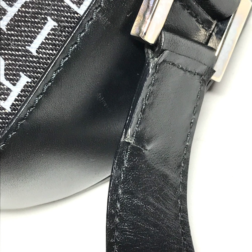 BVLGARI 筒形 ロゴマニア カバン 斜め掛け ポシェット ショルダーバッグ レザー/キャンバス ユニセックス ブラック