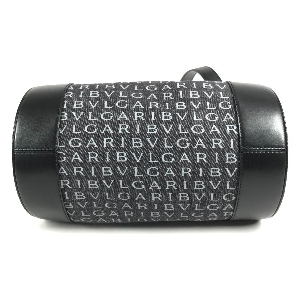 BVLGARI 筒形 ロゴマニア カバン 斜め掛け ポシェット ショルダーバッグ レザー/キャンバス ユニセックス ブラック