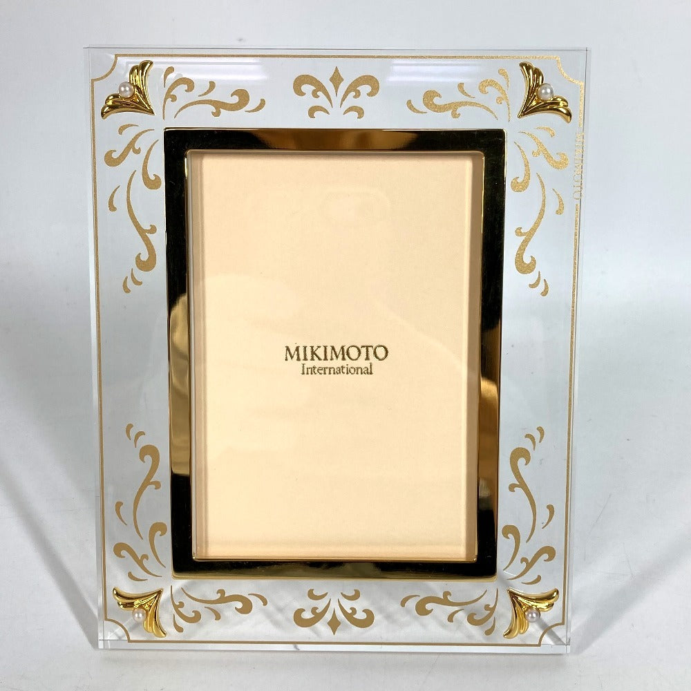 MIKIMOTO Set of 2 Photo Frames and Watches Table clock & photo frame set Pearl Table clock Glass clear/Gold Used