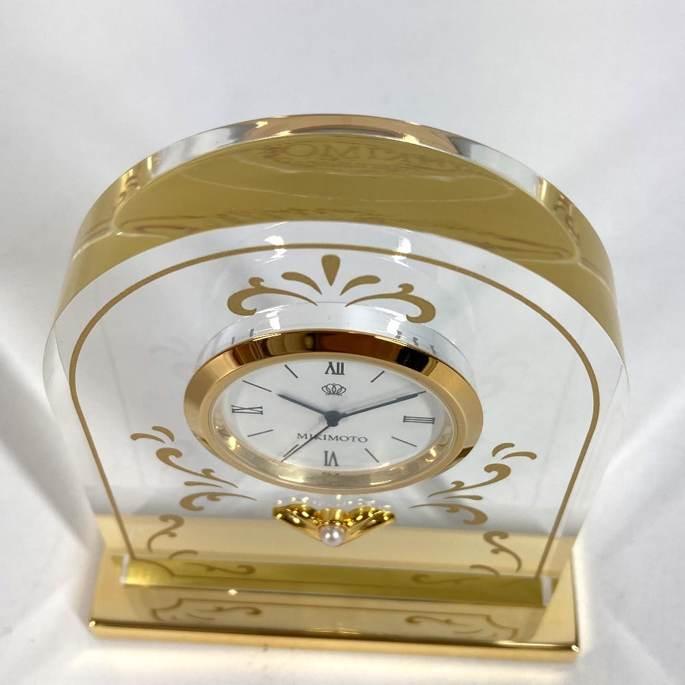 MIKIMOTO Set of 2 Photo Frames and Watches Table clock & photo frame set Pearl Table clock Glass clear/Gold Used