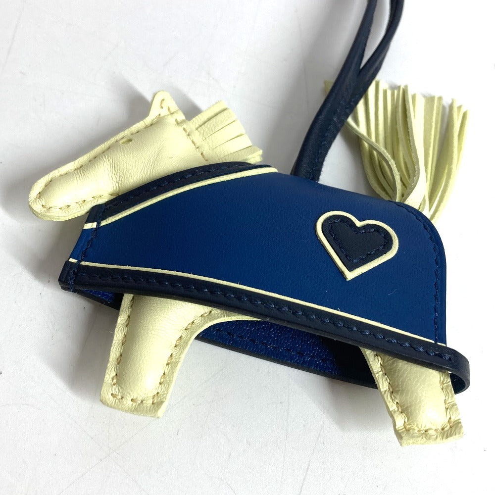 HERMES horse cheval Rodeo Robeo Cool PM Heart Bag Charm Key Holder charm Anyo Miro blue/yellow Used