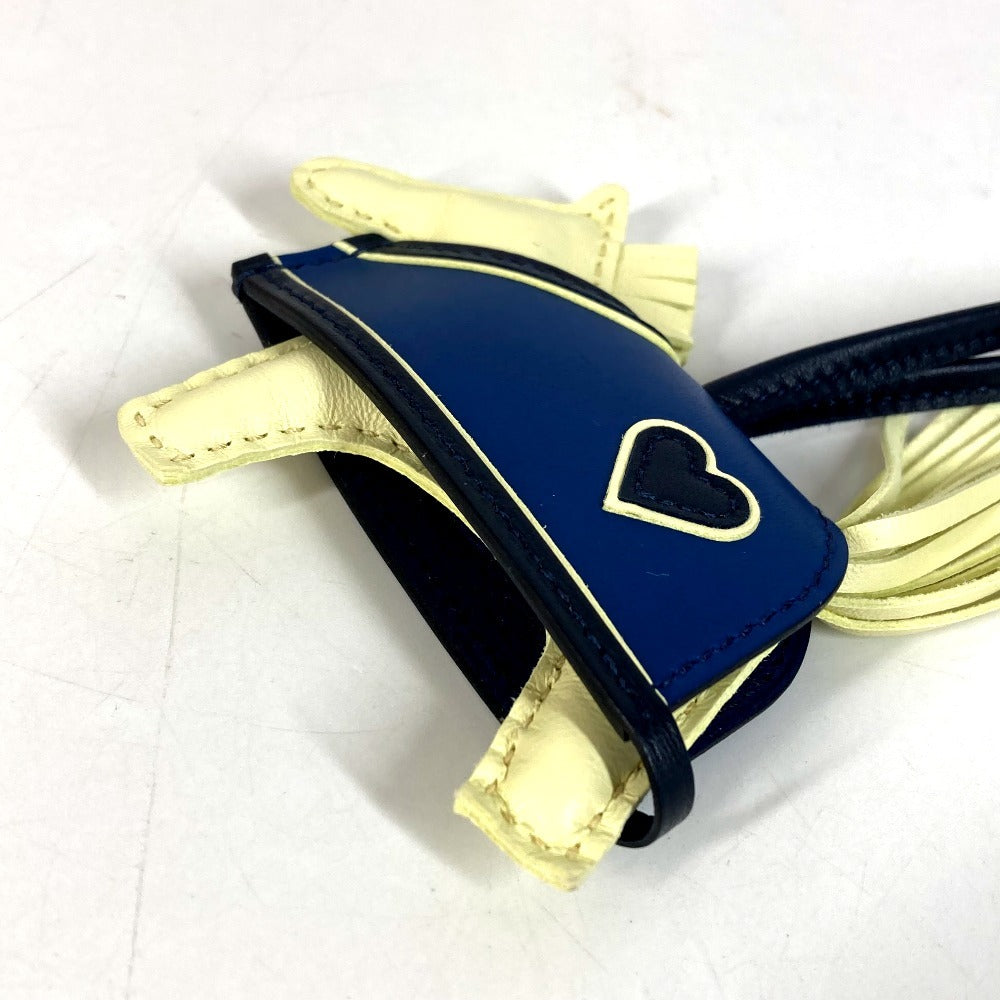 HERMES horse cheval Rodeo Robeo Cool PM Heart Bag Charm Key Holder charm Anyo Miro blue/yellow Used