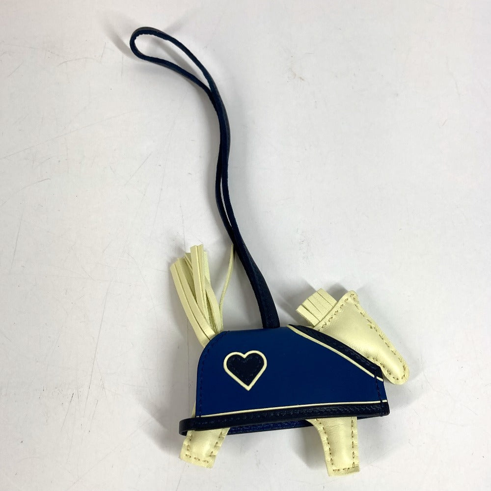 HERMES horse cheval Rodeo Robeo Cool PM Heart Bag Charm Key Holder charm Anyo Miro blue/yellow Used
