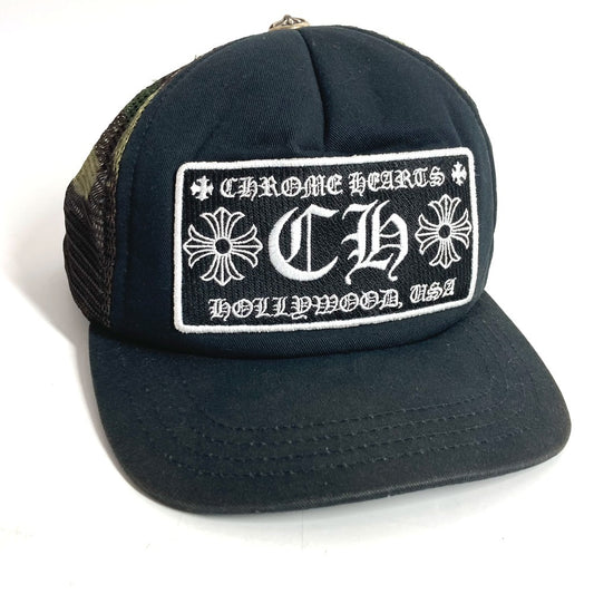 CHROME HEARTS logo camouflage mesh hat cap baseball cap cotton Black/Green Used