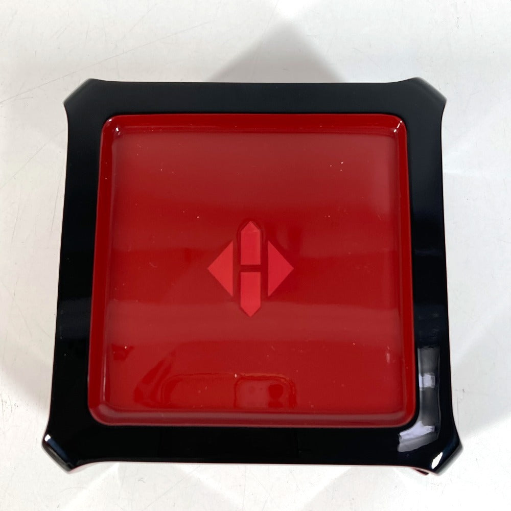 HERMES Facet H logo Accessories Interior Jewelry Case with Mirror accessory case lacquer Wine red Based Used
