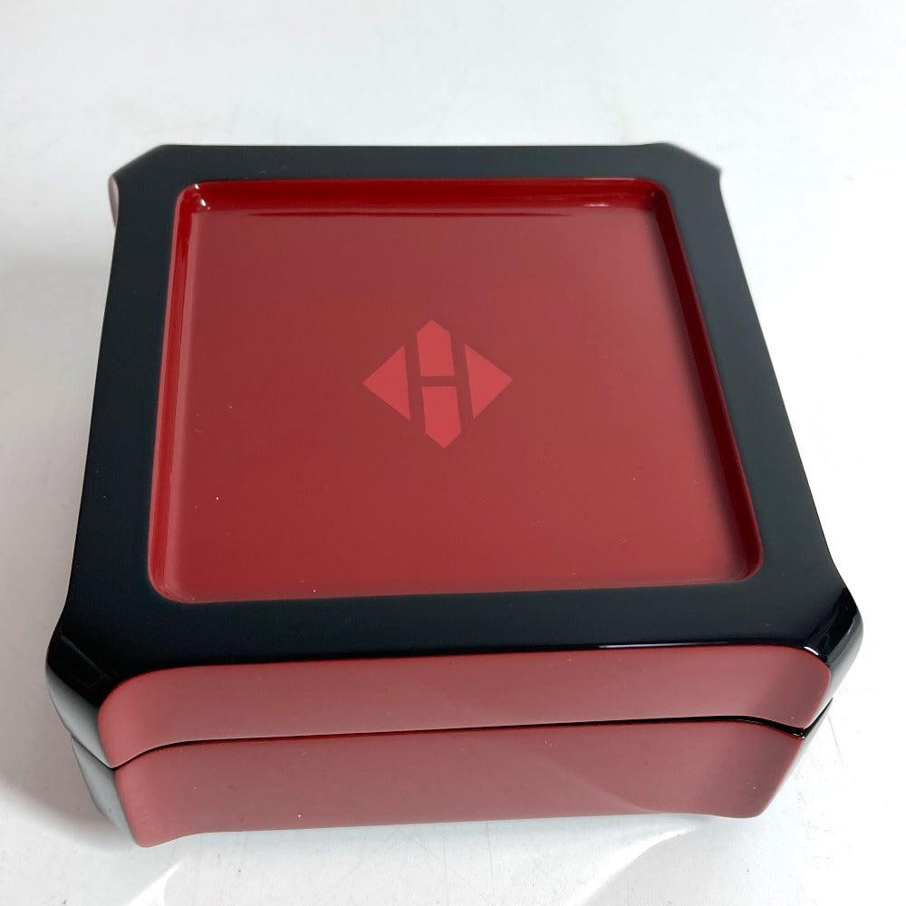 HERMES Facet H logo Accessories Interior Jewelry Case with Mirror accessory case lacquer Wine red Based Used