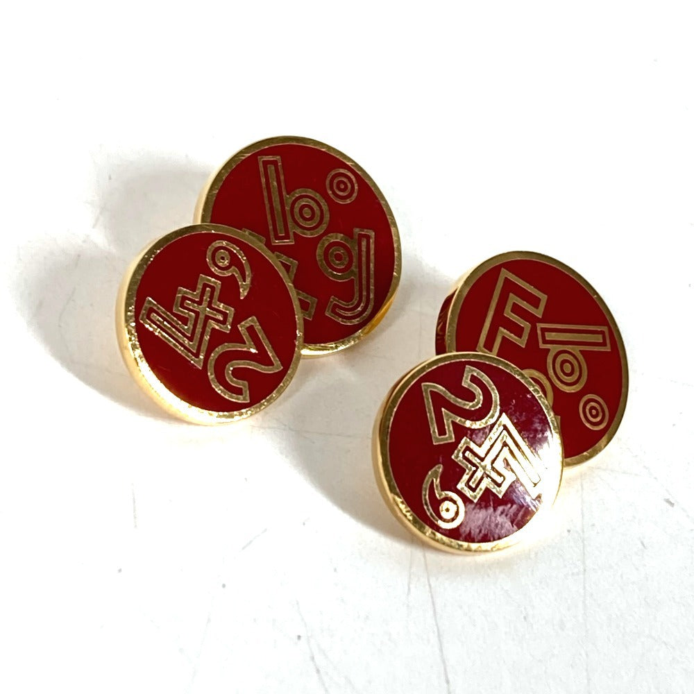 HERMES Logo 24H Accessory Jewelry cuffs Metal Red/Gold Used