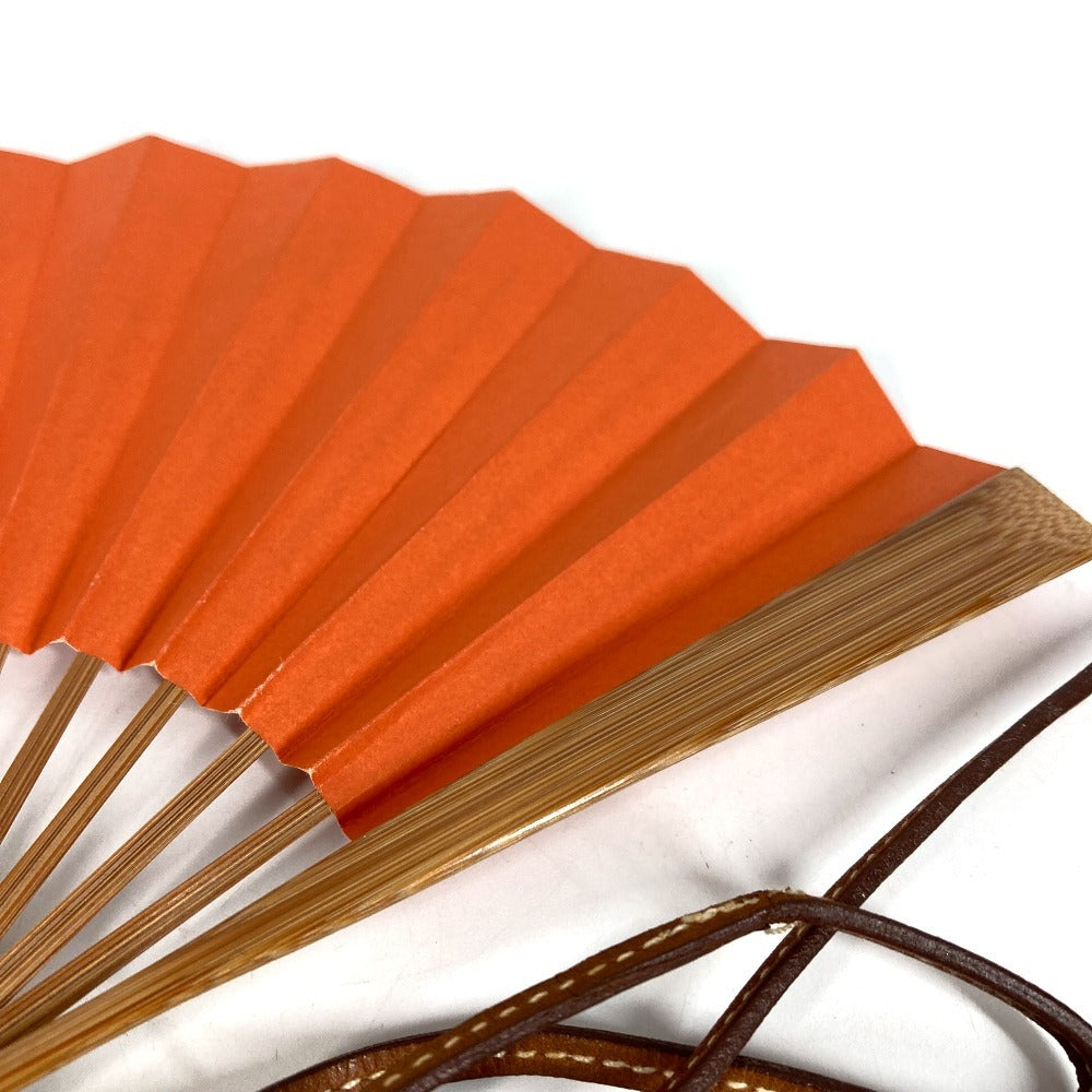 HERMES with Strap folding fan interior Miscellaneous goods Wood / paper Orange Used