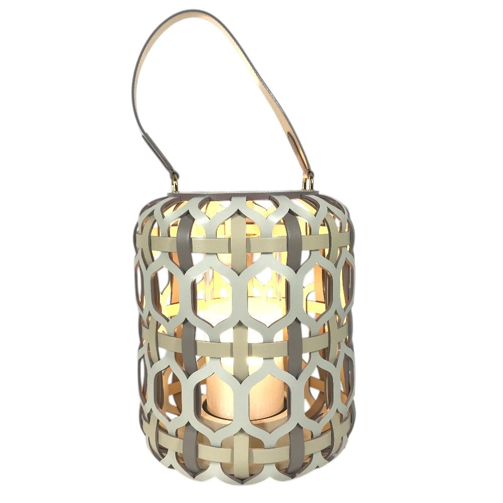 LOUIS VUITTON R95483 Interior decoration, ornament, light, electric, portable lantern Lantern PM, made by Zanellato/Boltotto. Object Nomad object Leather / Glass milk White Used