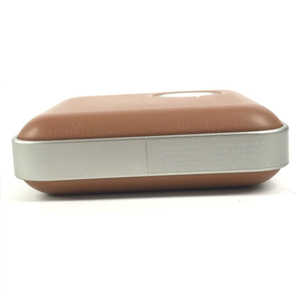 HERMES interior Volt'H Mini Charger Mobile battery Miscellaneous goods Leather Brown Used