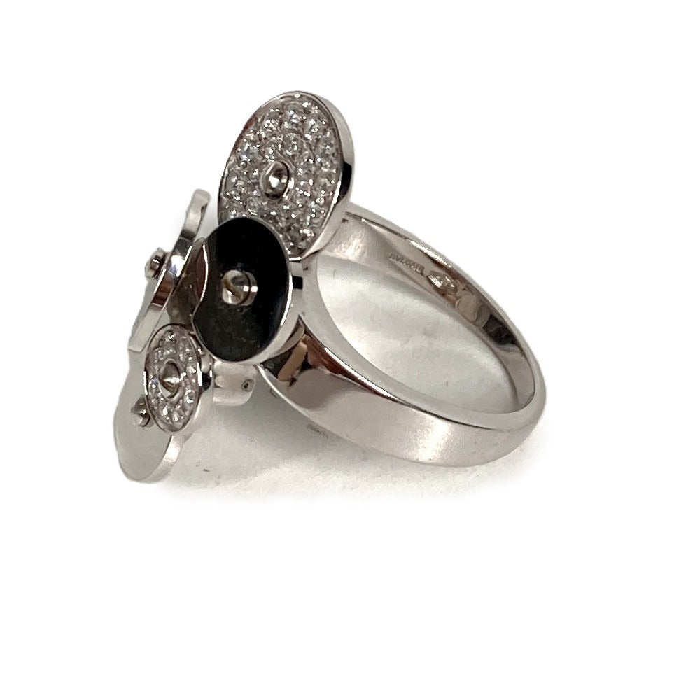 BVLGARI Diamond Chikladi Logo K18 Gold 18K Ring WG750 Silver Used