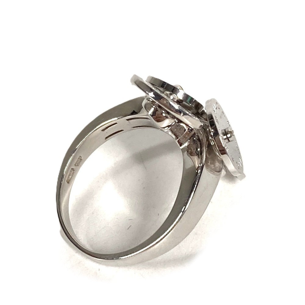 BVLGARI Diamond Chikladi Logo K18 Gold 18K Ring WG750 Silver Used