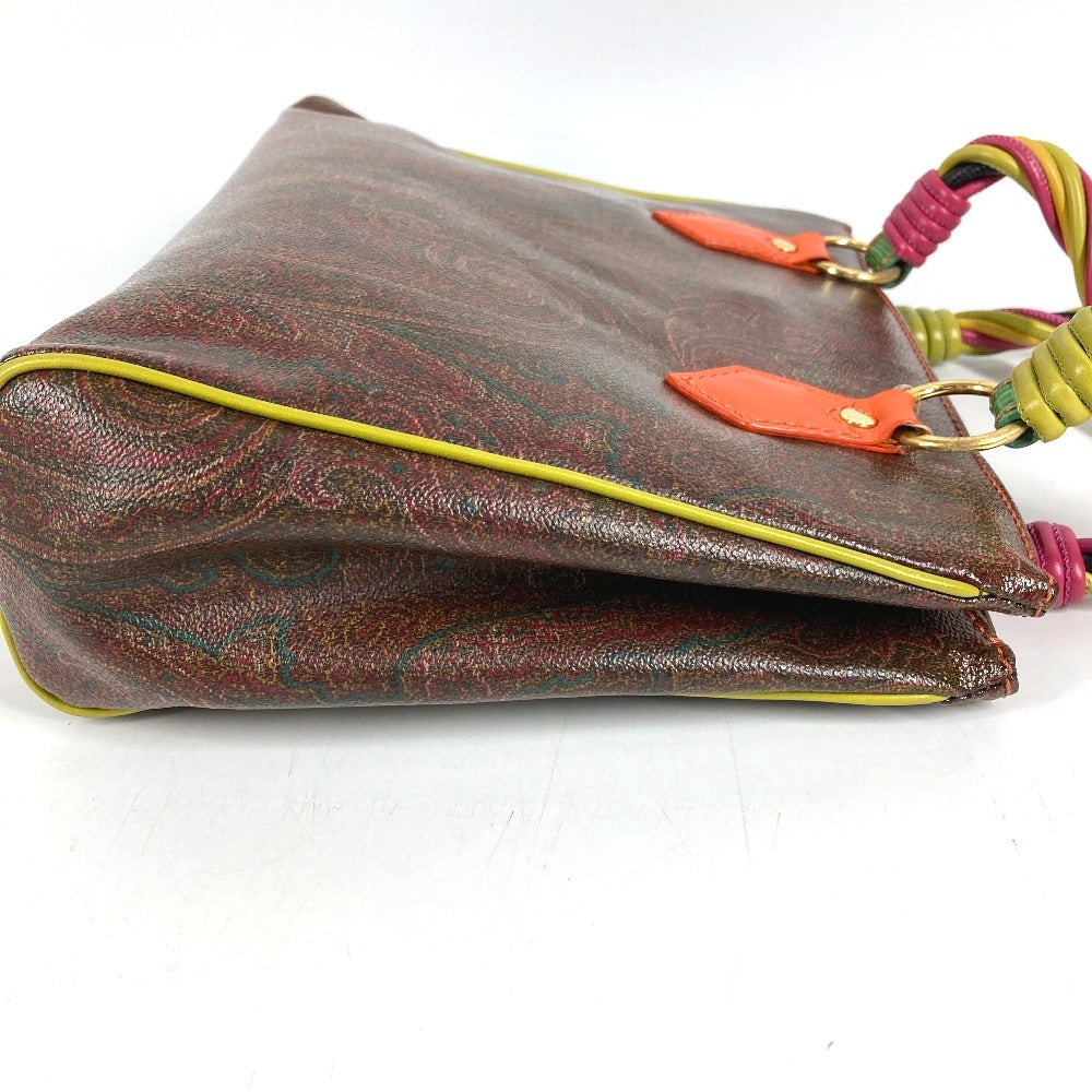 ETRO Paisley pattern logo Bag Tote Bag Hand Bag PVC/Leather Brown/Multicolore Used