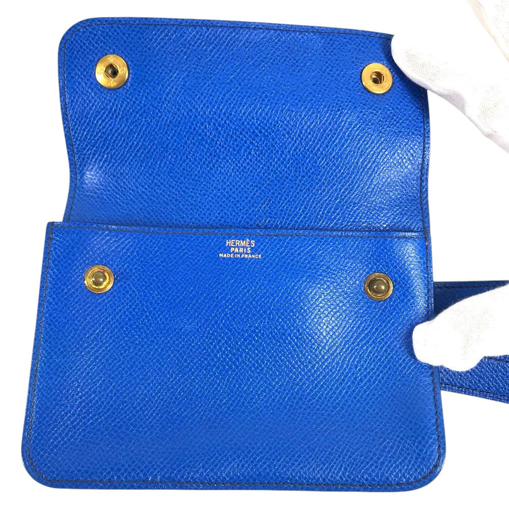 HERMES vintage PochetteGreen Pochette Green Waist Pouch Bag Mini Bag Flap Belt Bag body bag Leather blue Used