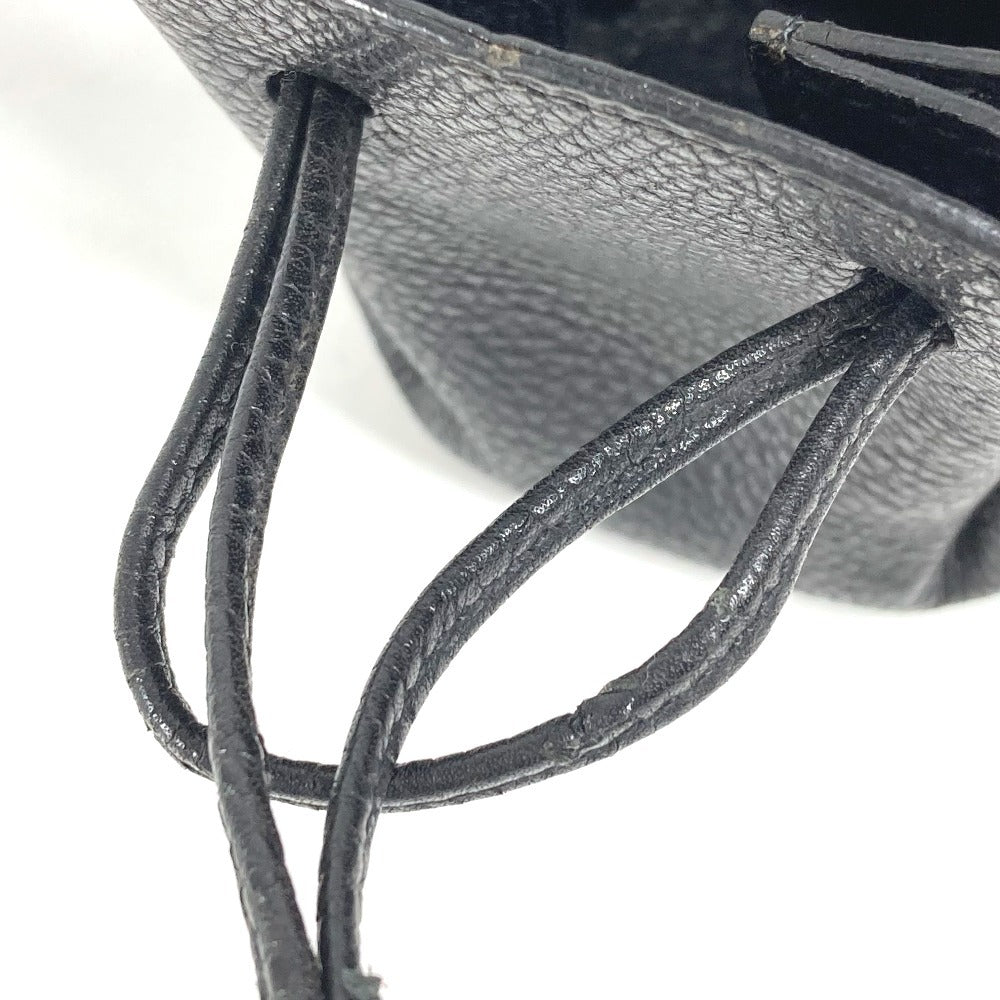 HERMES Vespa Drawstring pouch for small items Pouch Leather Black Used