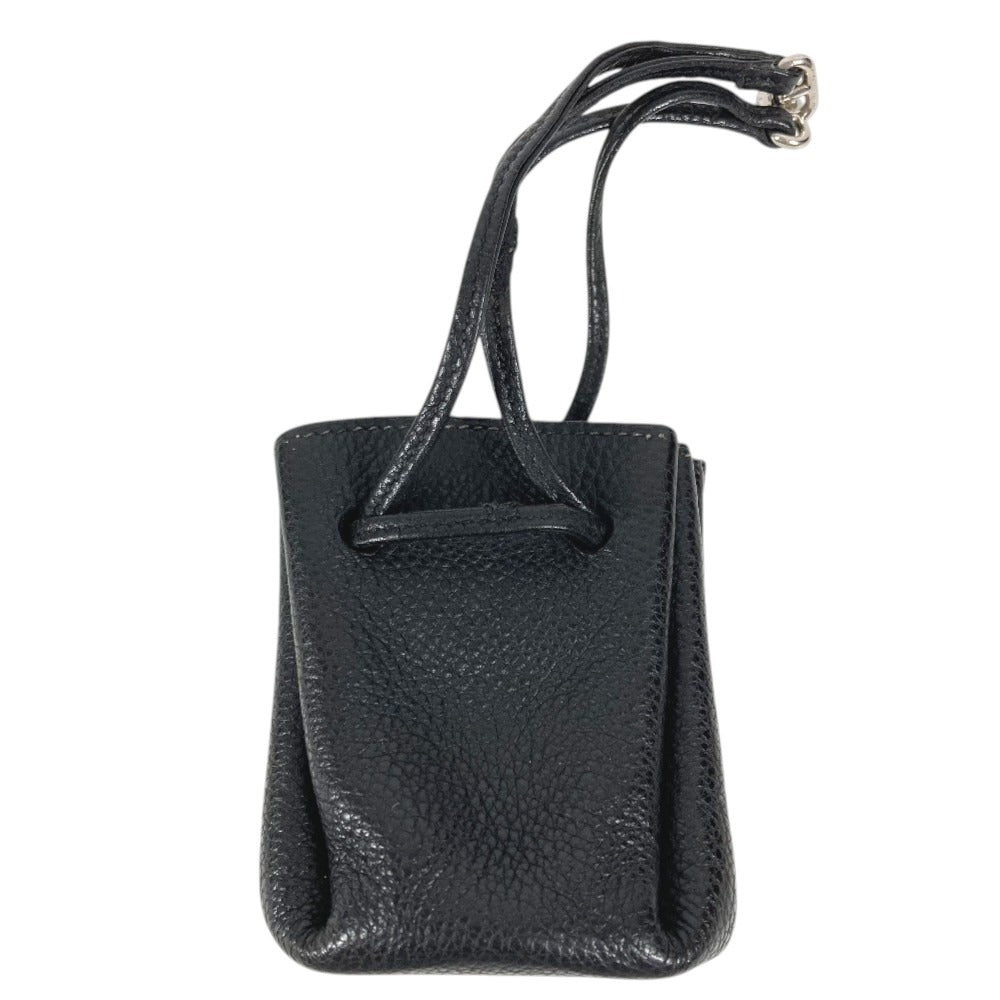 HERMES Vespa Drawstring pouch for small items Pouch Leather Black Used