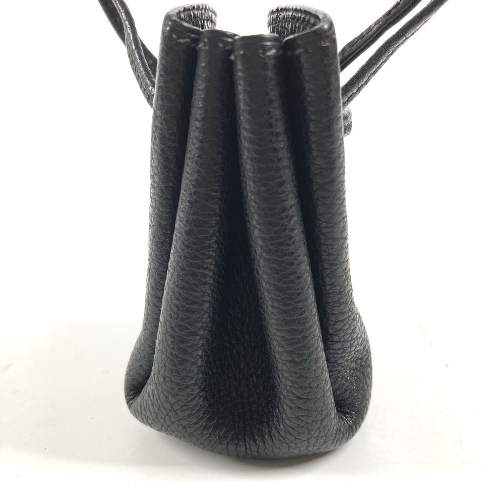 HERMES Vespa Drawstring pouch for small items Pouch Leather Black Used