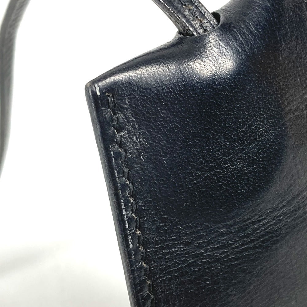 HERMES vintage Clochette Keyring Bag Charm Leather Necklace Swift Black Used