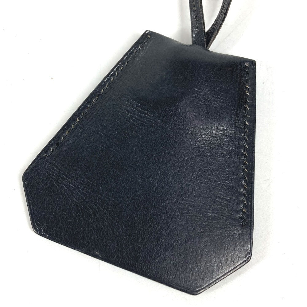 HERMES vintage Clochette Keyring Bag Charm Leather Necklace Swift Black Used