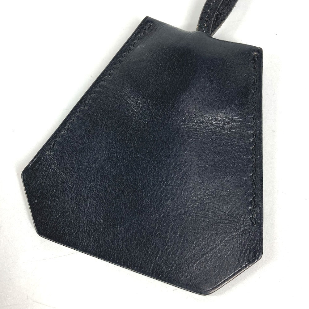 HERMES vintage Clochette Keyring Bag Charm Leather Necklace Swift Black Used