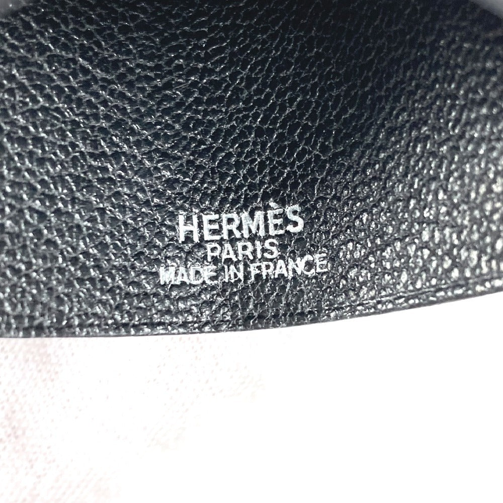 HERMES vintage Clochette Keyring Bag Charm Leather Necklace Swift Black Used