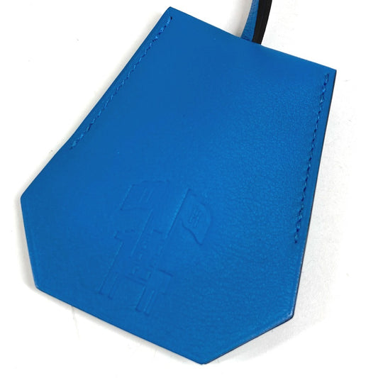 HERMES 2024 Year Gifts Clochette Keyring Bag Charm Key Holder Leather charm Swift blue Used