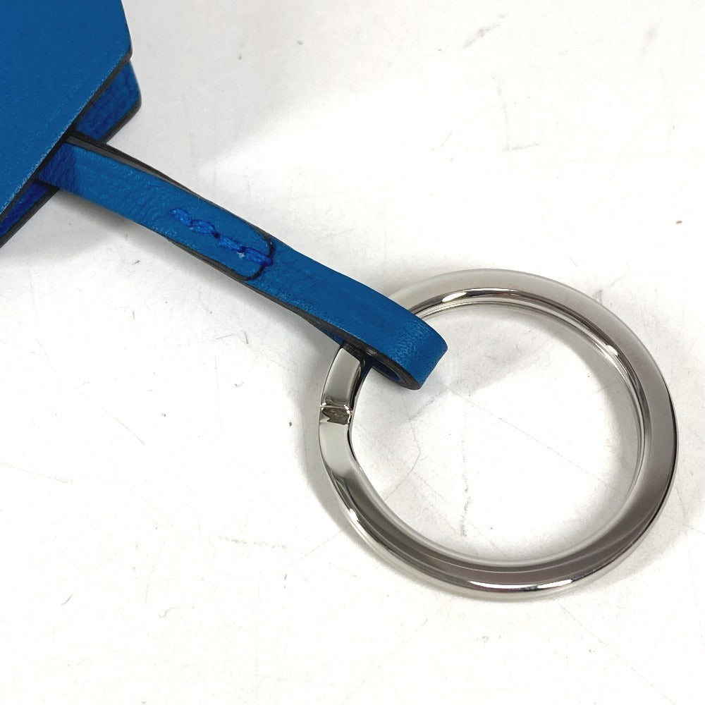 HERMES 2024 Year Gifts Clochette Keyring Bag Charm Key Holder Leather charm Swift blue Used