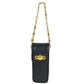 VERSACE vintage Sunburst Logo Mobile Phone Pouch Flap Chain Bag Hand Bag Embossed Leather Black Used