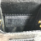 VERSACE vintage Sunburst Logo Mobile Phone Pouch Flap Chain Bag Hand Bag Embossed Leather Black Used