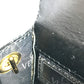 VERSACE vintage Sunburst Logo Mobile Phone Pouch Flap Chain Bag Hand Bag Embossed Leather Black Used