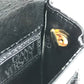 VERSACE vintage Sunburst Logo Mobile Phone Pouch Flap Chain Bag Hand Bag Embossed Leather Black Used