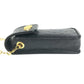 VERSACE vintage Sunburst Logo Mobile Phone Pouch Flap Chain Bag Hand Bag Embossed Leather Black Used
