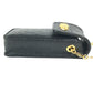 VERSACE vintage Sunburst Logo Mobile Phone Pouch Flap Chain Bag Hand Bag Embossed Leather Black Used