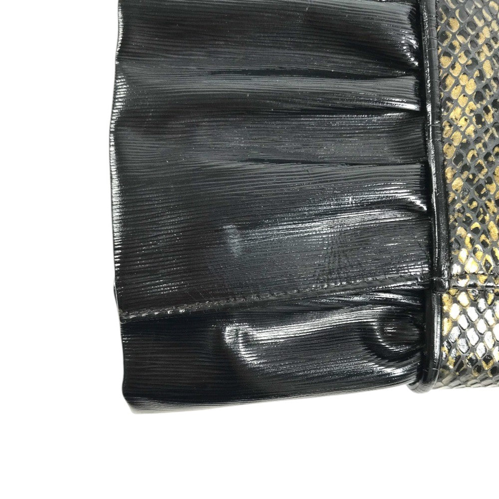 FENDI vintage ribbon Vintage Genuine Leather 2-Way Shoulder Bag Pochette Clutch Bag Crossbody Bag Clutch bag Leather Black Used