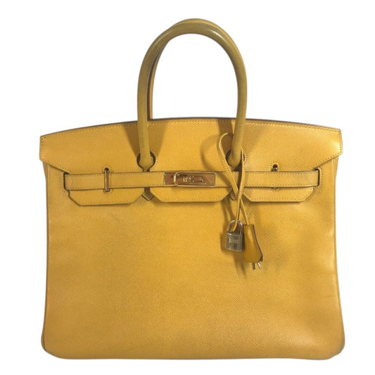 HERMES Birkin35 Birkin 35 Bag Tote Bag Hand Bag Leather Jaune yellow/GoldHardware Used