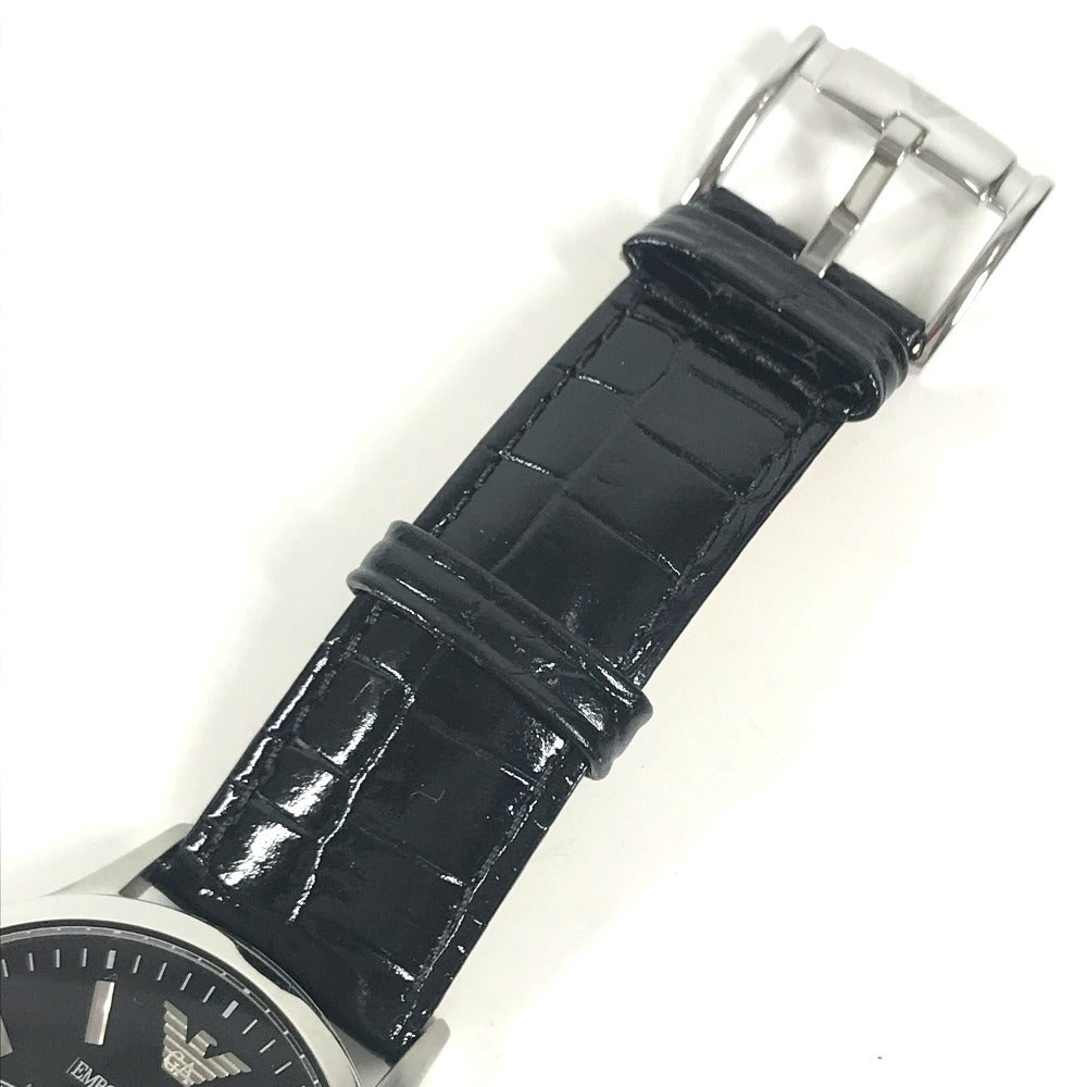Emporio Armani AR-2447 logo Men's Watch Watch Clock Wristwatch SS / Leather Black Used