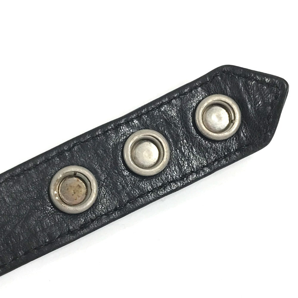 CHROME HEARTS 3BTN 2NP Heart 3-Button 2-Snap Accessories bangle Bracelet Leather Black/Silver Used