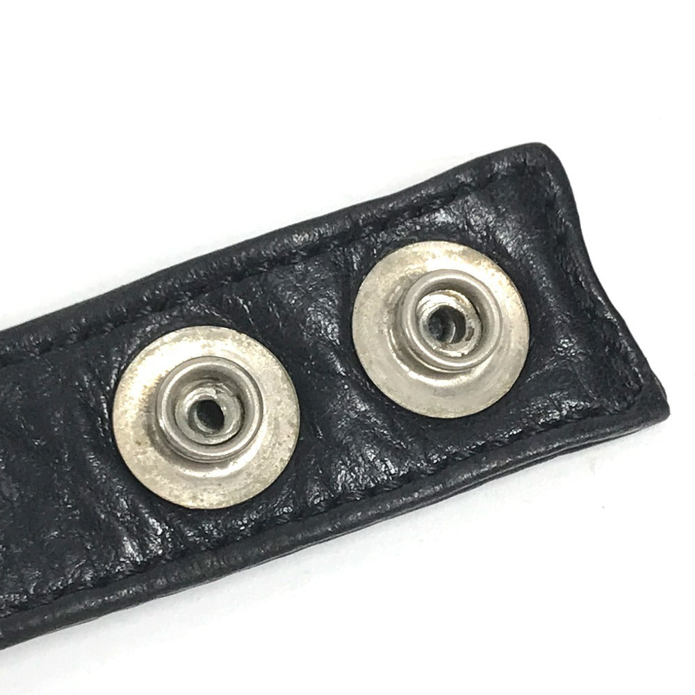 CHROME HEARTS 3BTN 2NP Heart 3-Button 2-Snap Accessories bangle Bracelet Leather Black/Silver Used