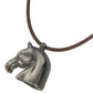 HERMES Shuval horse Accessories Choker Leather Strap Necklace Metal / Leather Silver/Brown Used