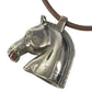 HERMES Shuval horse Accessories Choker Leather Strap Necklace Metal / Leather Silver/Brown Used