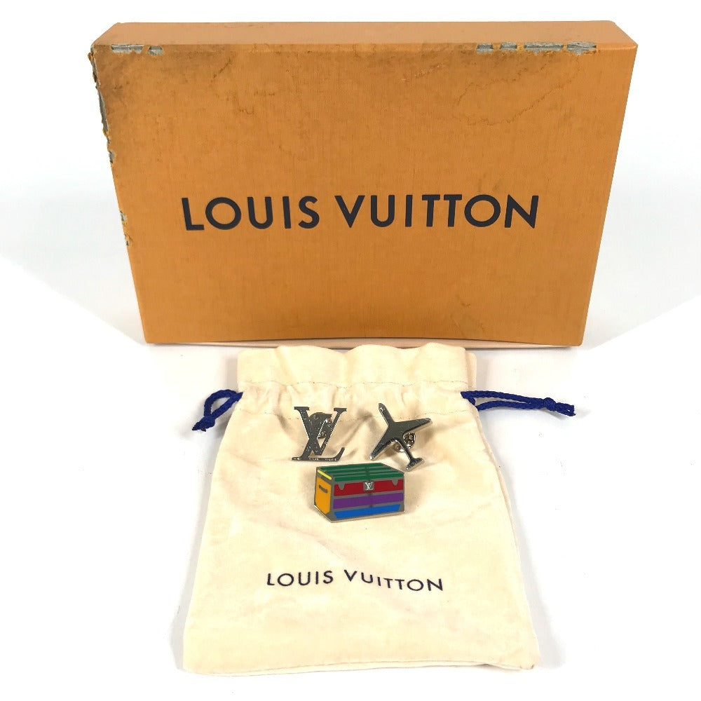 LOUIS VUITTON M63476 2018 TIME CAPSULE Exhibition Hankyu Limited Edition Trunk & Airplane & LV Logo Accessory 3-piece set Brooch Metal Multicolore/Silver Used