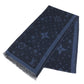 LOUIS VUITTON R98933 Monogram Ethol Monogram Stole/Shawl Scarf Fringe shawl silk / wool blue Used