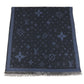 LOUIS VUITTON R98933 Monogram Ethol Monogram Stole/Shawl Scarf Fringe shawl silk / wool blue Used